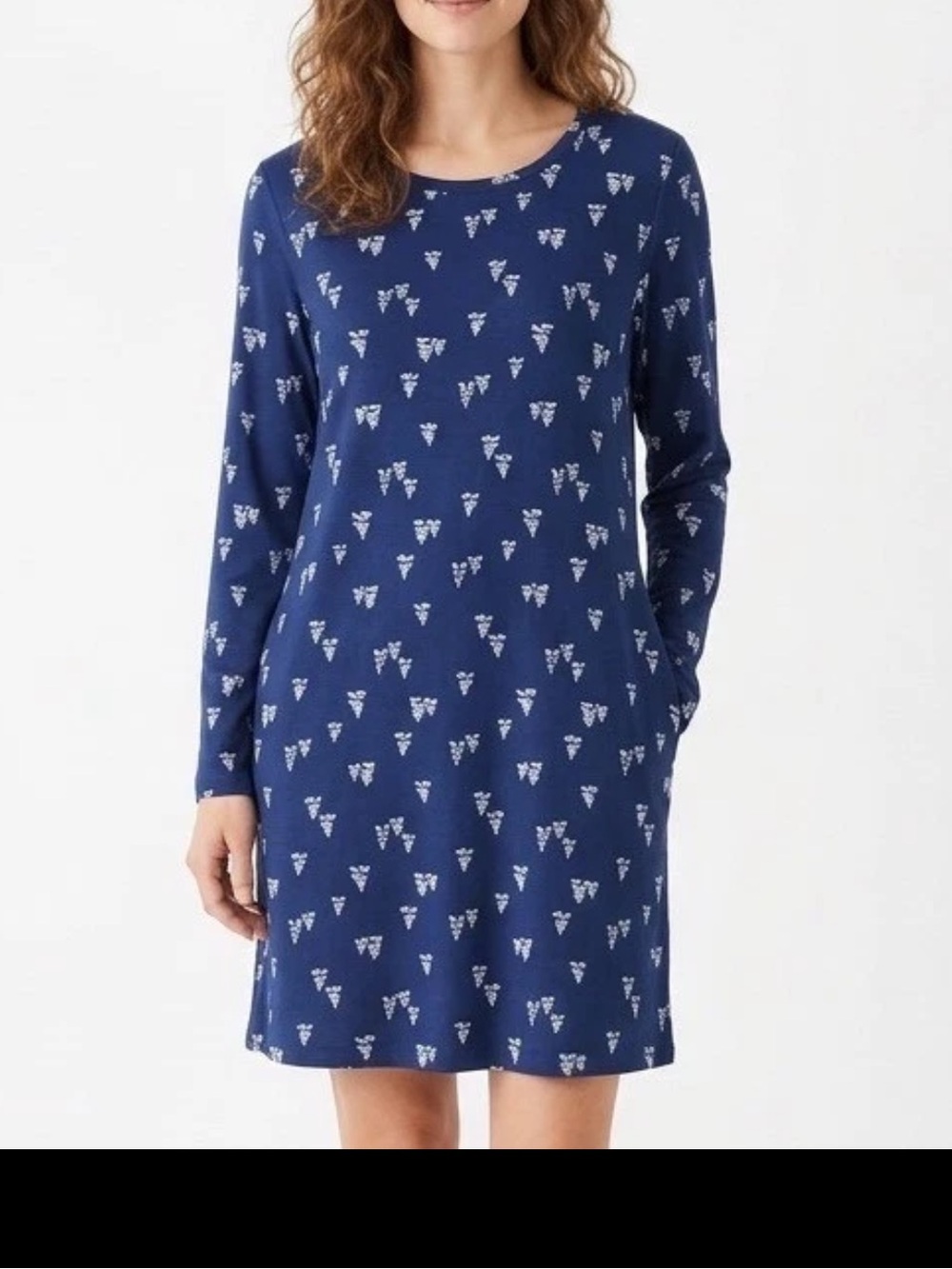 NWT Charter Club Long Sleeve Pajama Dress Forest Stroll Navy Blue Size Large